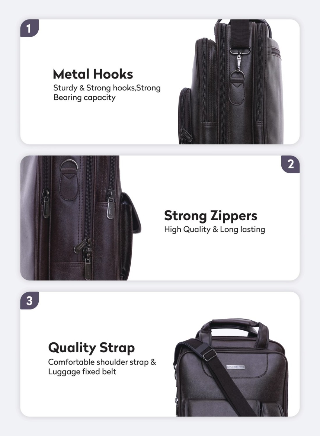 PARA JOHN Vertical Slipcase Secure Business Professional Multi-Purpose Travel Laptop Bag with Hideaway Handles, Cross Shoulder Strap, Protective Padding / Office Bag / Macbook Bag / Backpack