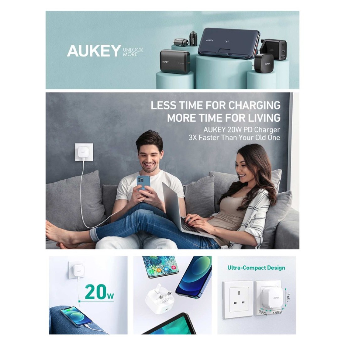 Aukey Wall Charger White 20W