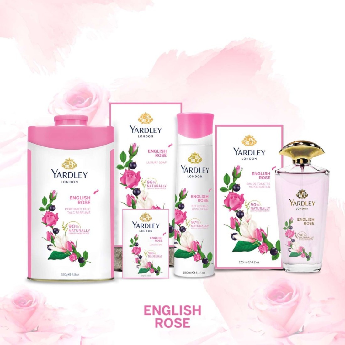 ياردلي لندن مسحوق الورد الإنغليزي المعطر - أبيض - 125 غرام