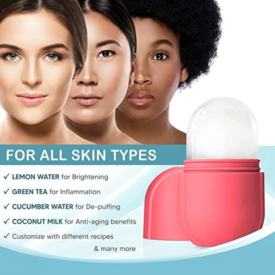 Ice Roller for Face and Body, Ice Mold for Facial Beauty, Tighten &amp; Tone Skin &amp; De-Puff Eye,Remove Fine Lines,Reusable Face and Eyes Massage, Ice Mold Tool for Face Beauty Gift for Women (mix colour)