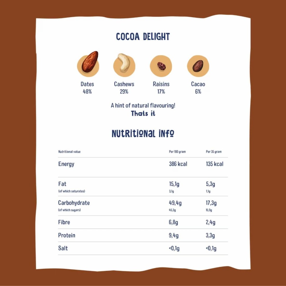 Nakd Cocoa Delight Raw Fruit and Nut Bar, 35g