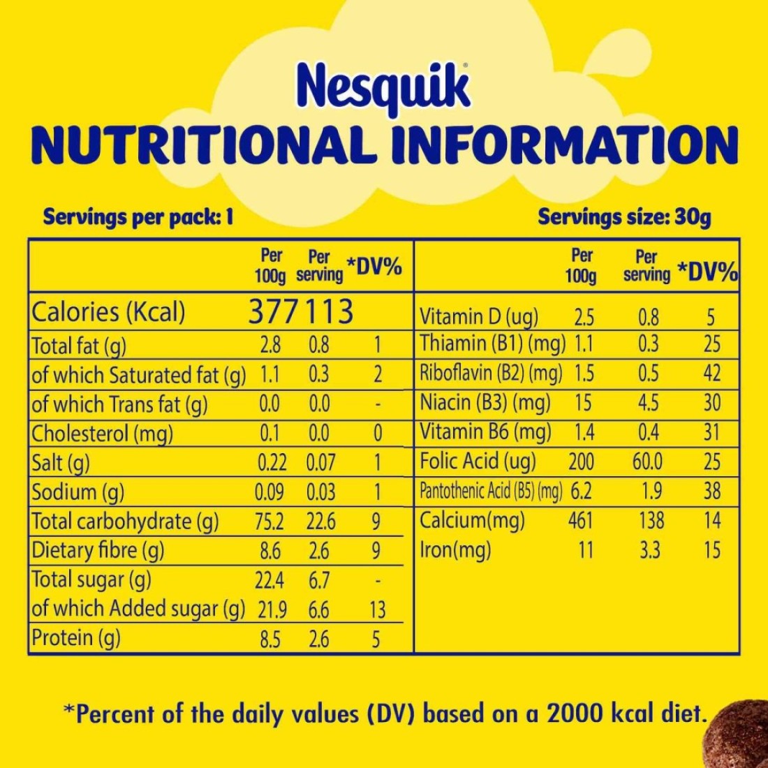 Nestle Nesquik Chocolate Breakfast Cereal, 30g