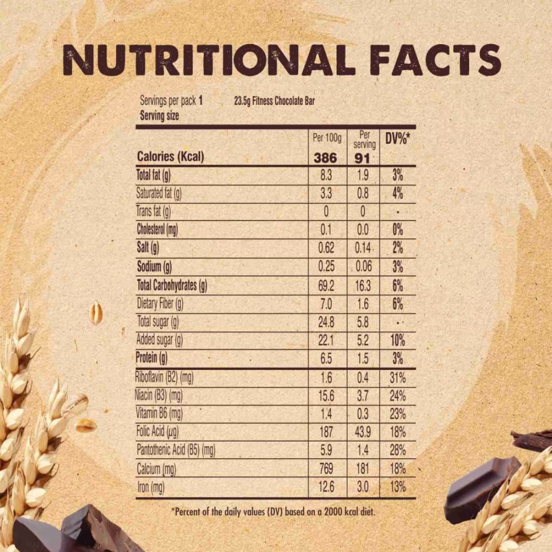 Nestle Fitness Chocolate Breakfast Cereal Bar, 23.5g
