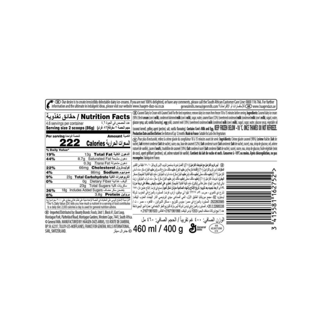 Haagen-Dazs Dairy Ice Cream with Caramel Swirl 460ml