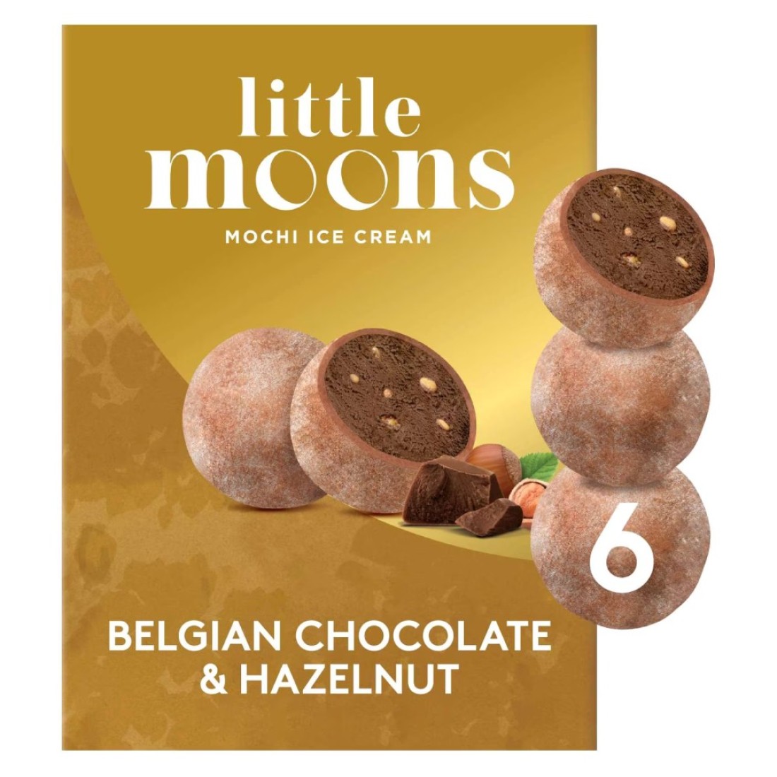 Little Moons Belgian Chocolate And Hazelnut Mochi Ice Cream 32g Pack of 6