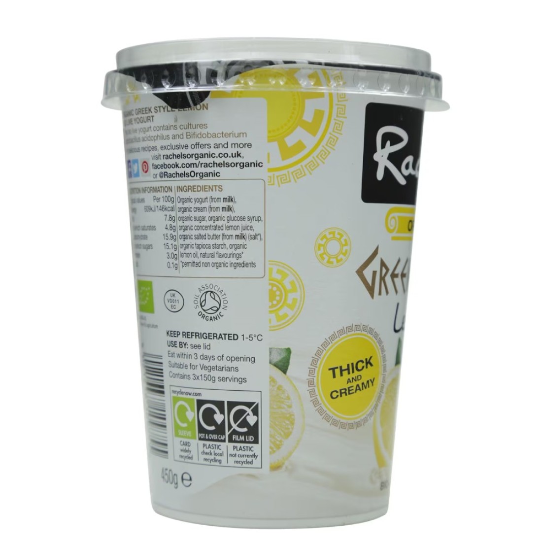 Rachel&#39;s Organic Greek Style Lemon Yoghurt 450g