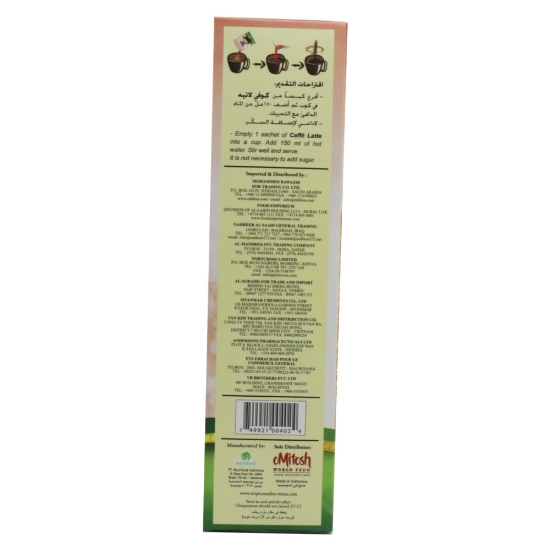 Tropicana Slim Sugar-Free Drink Caffe Latte With Stevia 10 Sachets