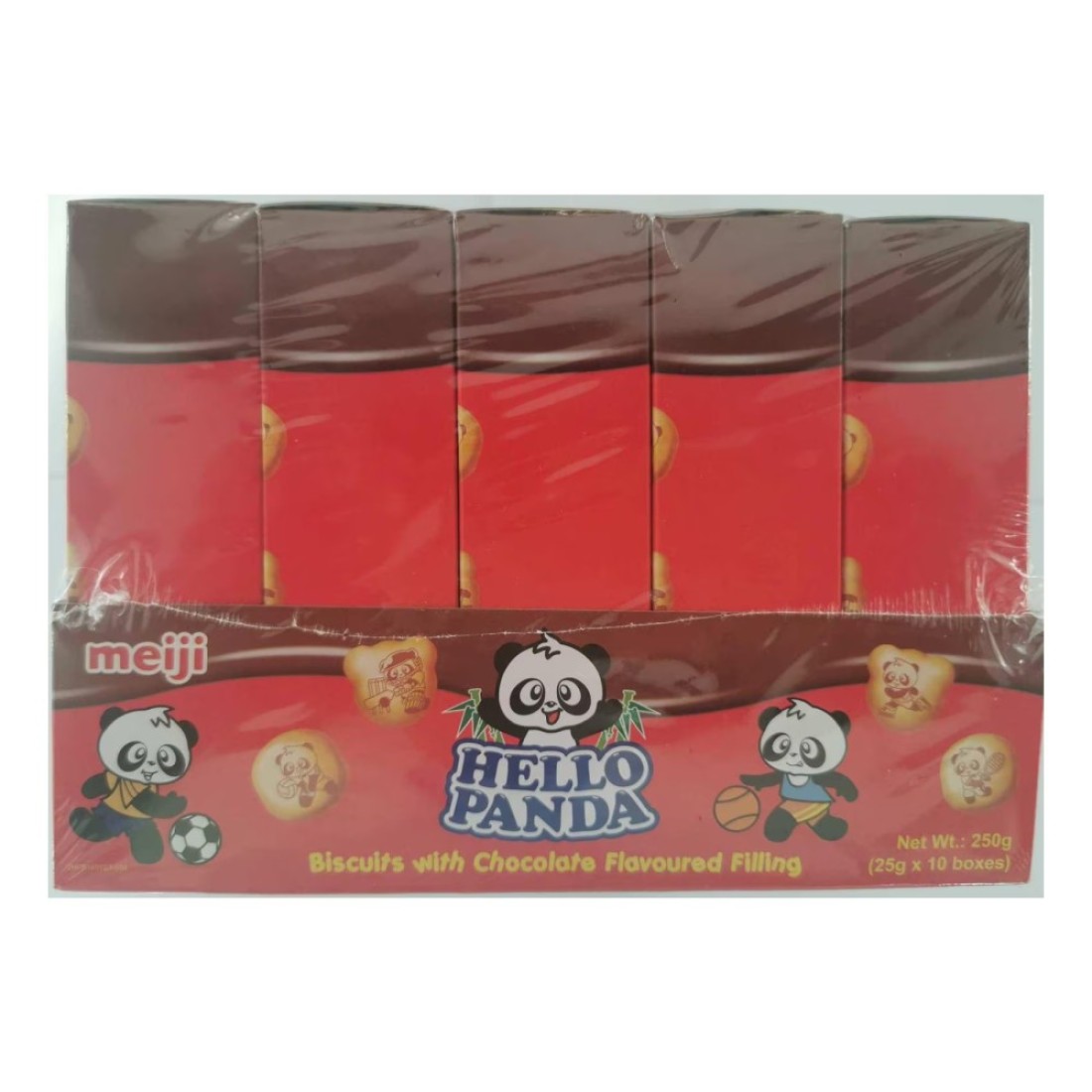 Meiji Hello Panda Biscuits With Chocolate Flavoured Filling 25g Value Pack of 10