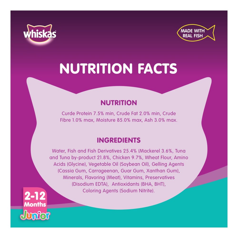 Whiskas Junior Tuna Wet Kitten Food 80g Pack of 4