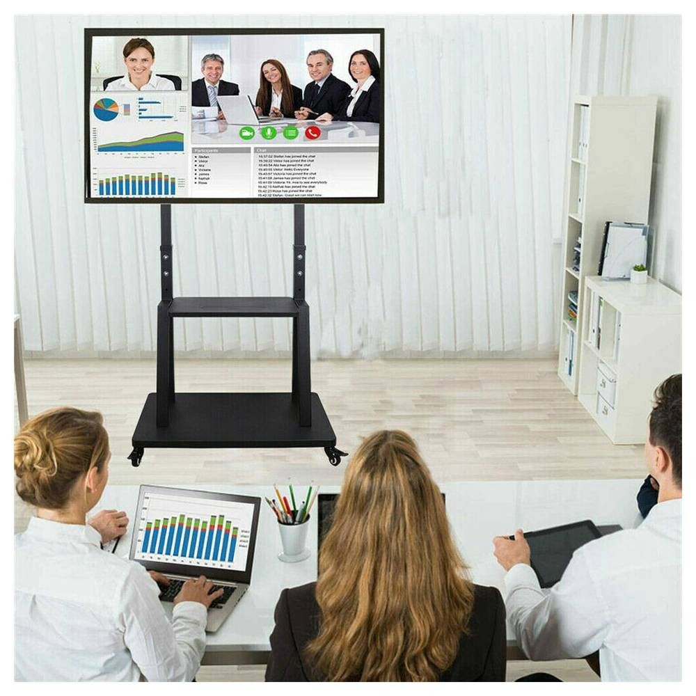 Mobile TV Cart TV Stand With Lockable Wheels for 32 to 75&quot; Inch Plasma LCD LED Flat or Curved Screen TVs up to 100lbs - Height Adjustable (32-70 inch)