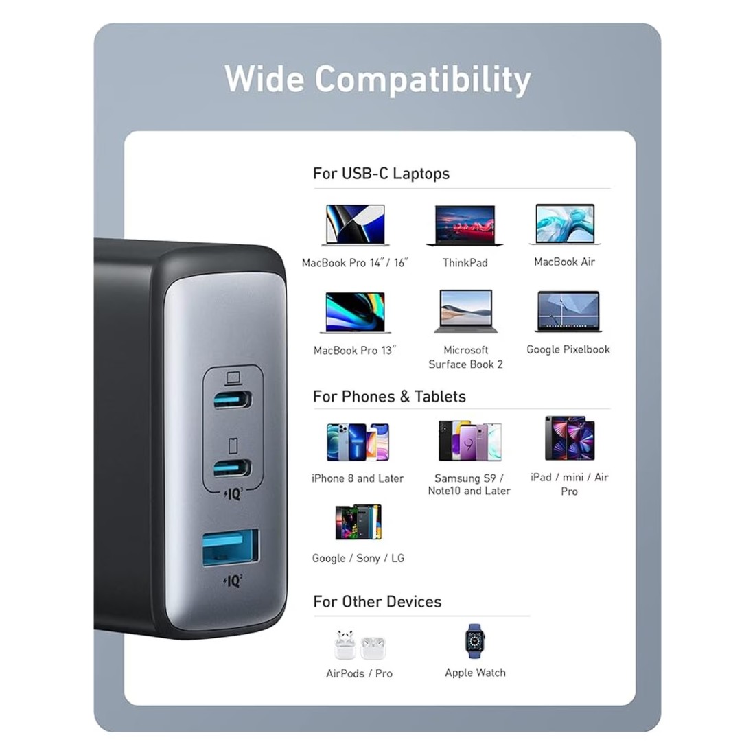 Anker Nano USB-C Port Wall Charger Black 100W