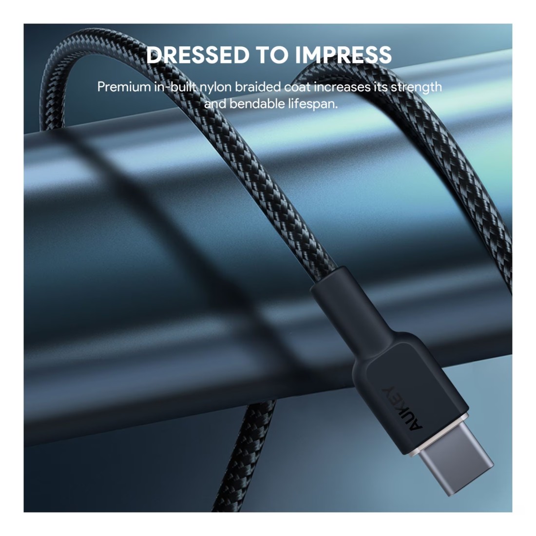 Aukey Circlet CC Nylon Braided USB-C To USB-C Data Sync And Charging Cable Black 1m 60W