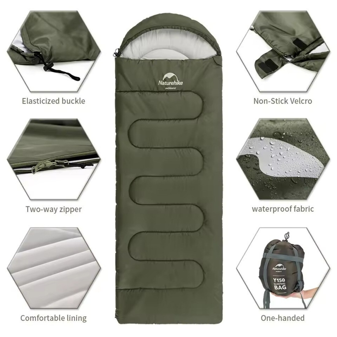 كيس نوم خفيف الوزن من القطن من Naturehike Y150 - كيس نوم مريح للتخييم في الهواء الطلق والمشي لمسافات طويلة والترفيه المنزلي محمول وجيد التهوية وخفيف الوزن