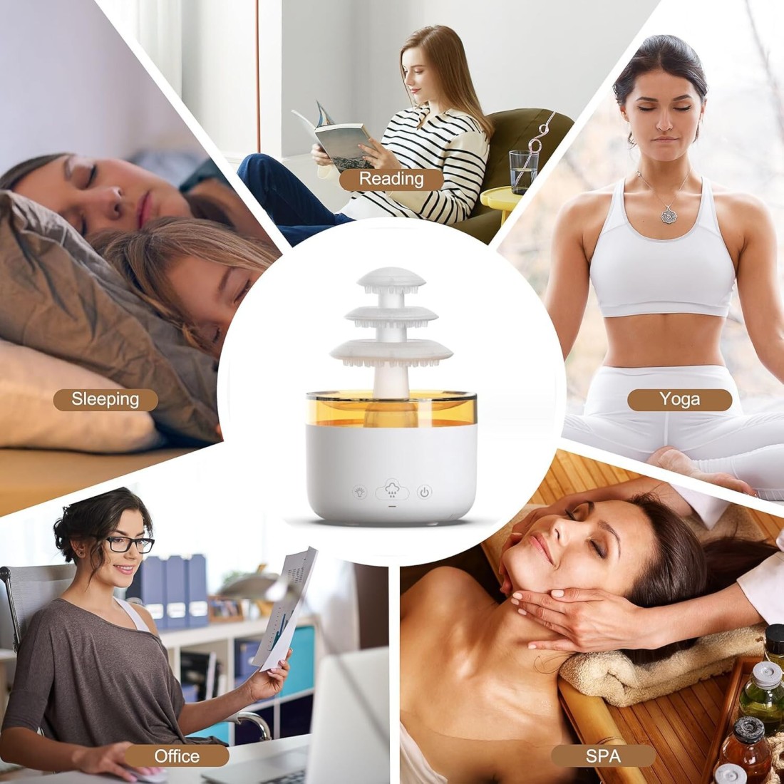Rain Cloud Humidifier Water Drip - 2-in-1 Essential Oil Diffuser with 7 LED Colors, Mushroom Cloud Diffuser, 500ml Ultrasonic Cool Mist Humidifier for Sleep