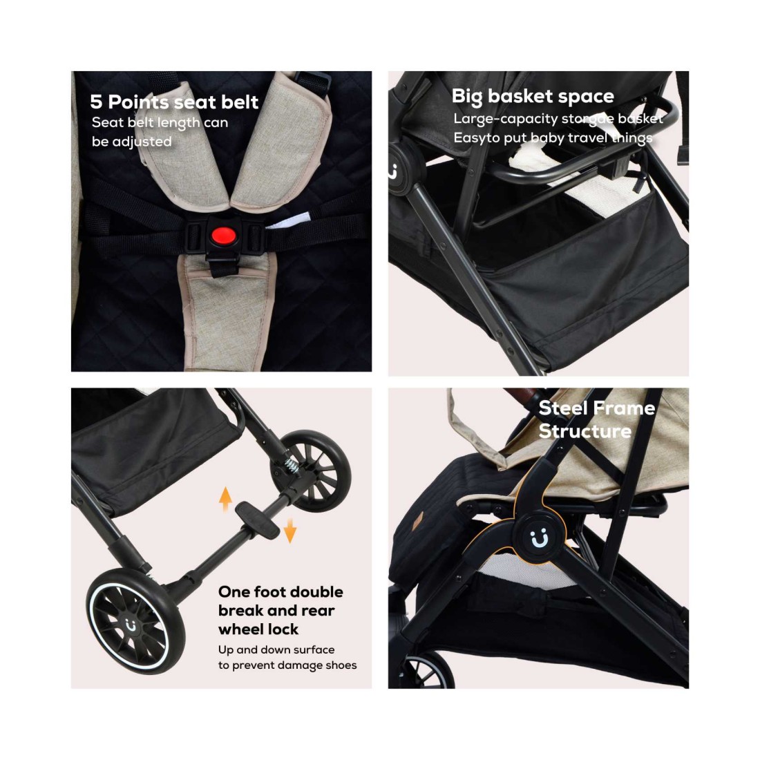 Nurtur Baby Stroller T208-NR3 Beige