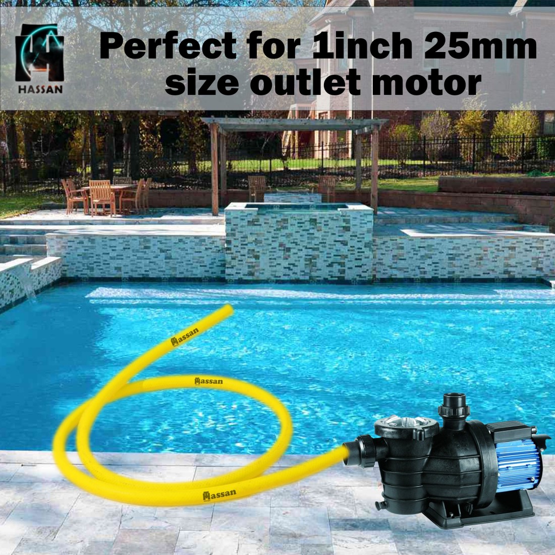 Hassan 1&quot; (25mm) Garden Hose Pipe Heavy Duty for Gardening (5 Meter Length) - Weather Resistant, and Easy to Store Ideal for Garden Watering, Car Washing, and Irrigation