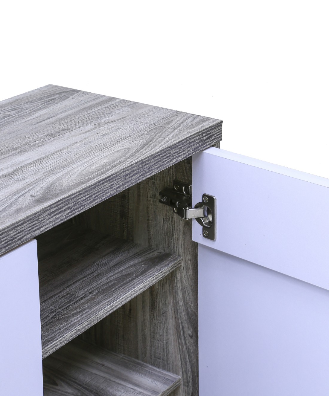 Stylish Two-Tone Shoe Cabinet with 3 Shelves &ndash; Compact Entryway or Bedroom Shoe Storage with Handle-Free Design and Sturdy Plastic Legs