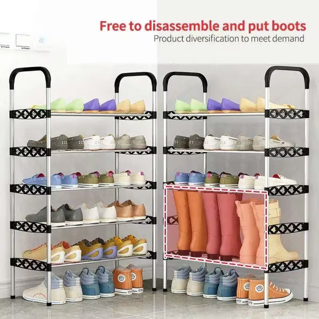 8-Layer Simple Metal Shoe Rack &ndash; 5 Pipes Per Layer, Shoe Storage Organizer for Entryway, Living Room, Hallway &ndash; Durable &amp; Space-Saving Design