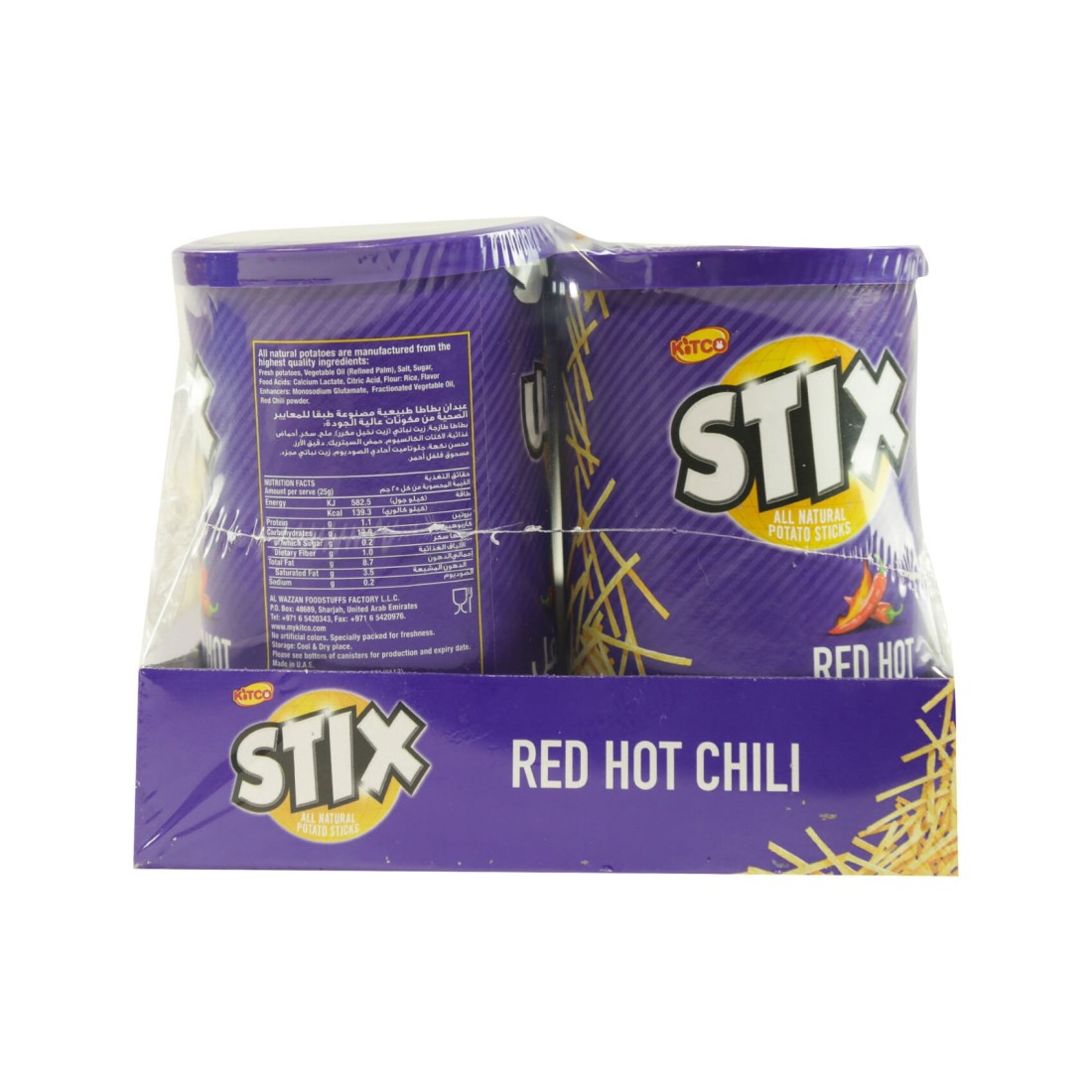 Kitco Stix Red Hot Chili Potato Sticks, 45g Pack of 6