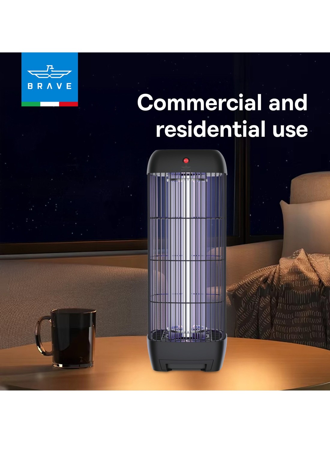 Brave 15W 1800V Electric Mosquito Killer Bug Zapper Indoor &amp; Outdoor UV Lamp Insect Trap Safe &amp; Chemical-Free Quiet &amp; High-Efficiency Wide Coverage Easy to Clean