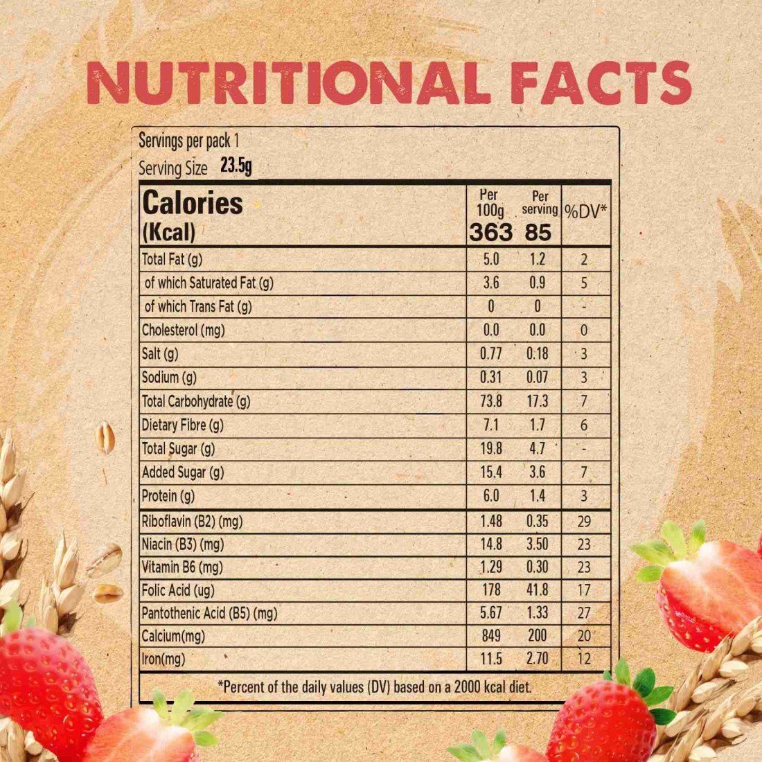 Nestle Fitness Strawberry Breakfast Cereal Bar, 23.5g