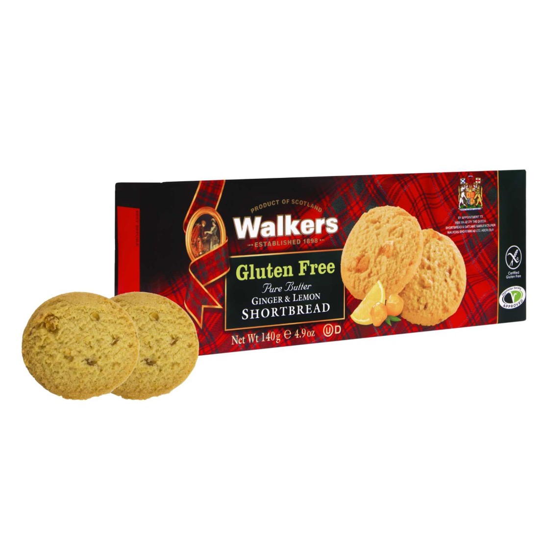 Walker&#39;s Gluten Free Pure Butter Ginger and Lemon Shortbread Biscuits, 180g