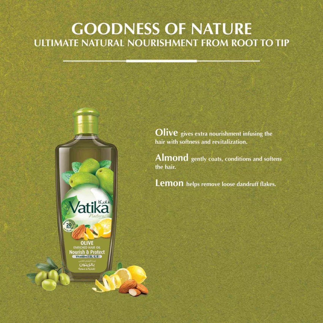 Dabur Vatika Naturals Olive Enriched Hair Oil Nourish And Protect Green 200ml