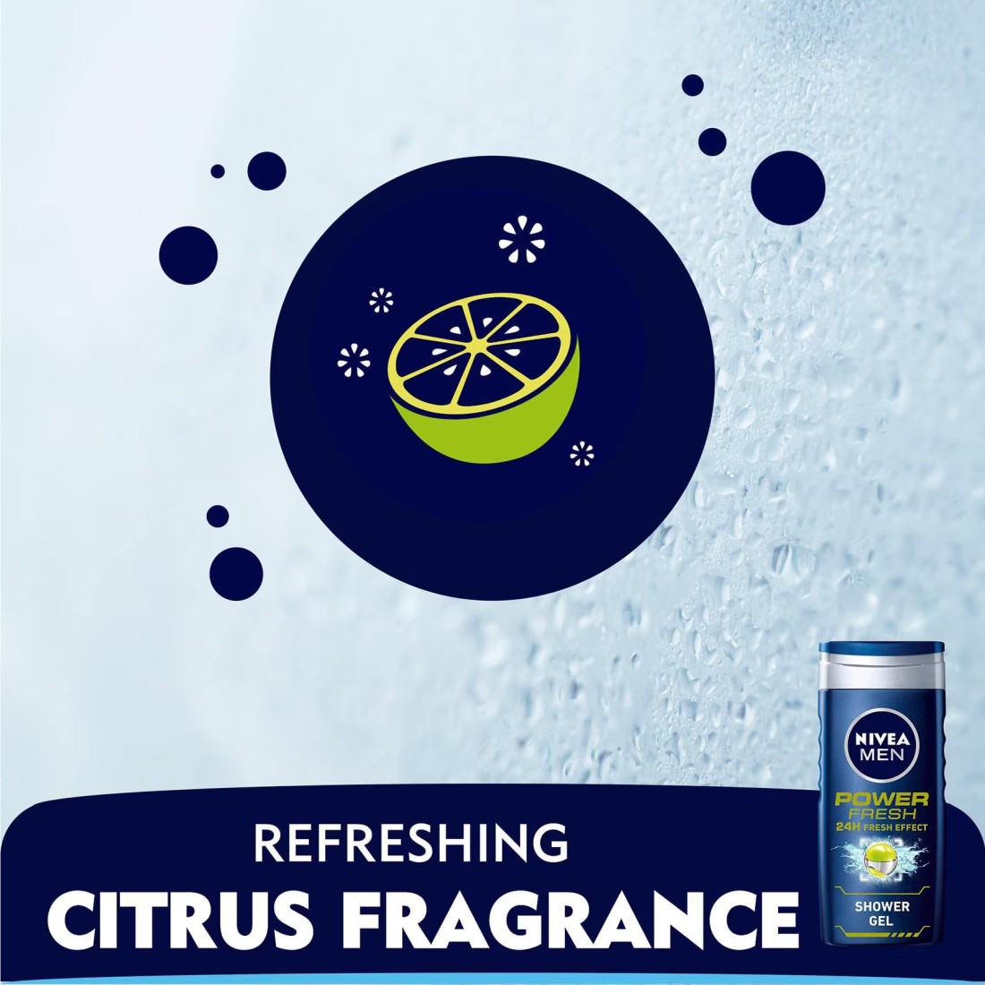 NIVEA MEN 3in1 Shower Gel Body Wash Power Fresh 24h Fresh Effect Citrus Scent 250ml