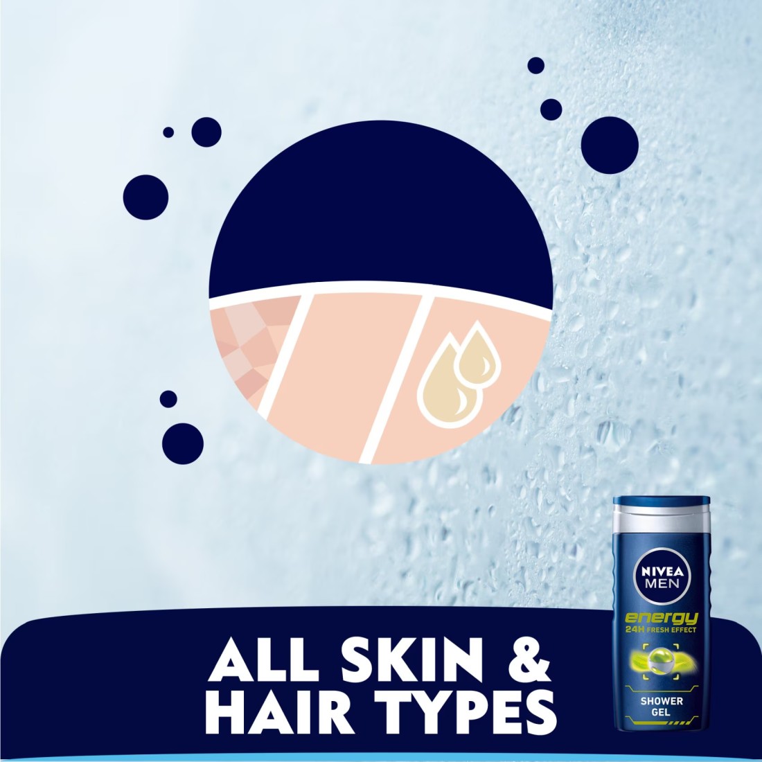 NIVEA MEN 3in1 Shower Gel Body Wash Energy 24h Fresh Masculine Scent 250ml