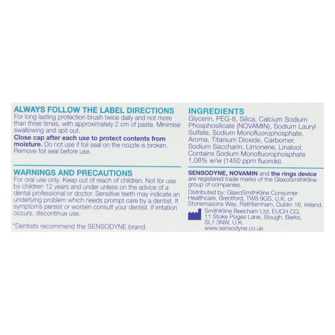 Sensodyne Daily Repair Powered By Novamin Repair &amp; Protect Extra Fresh 75ml