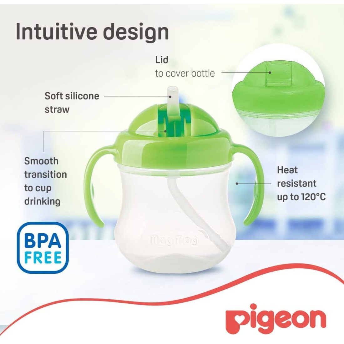 Pigeon Mag Mag Straw Cup 8m Green 200ml