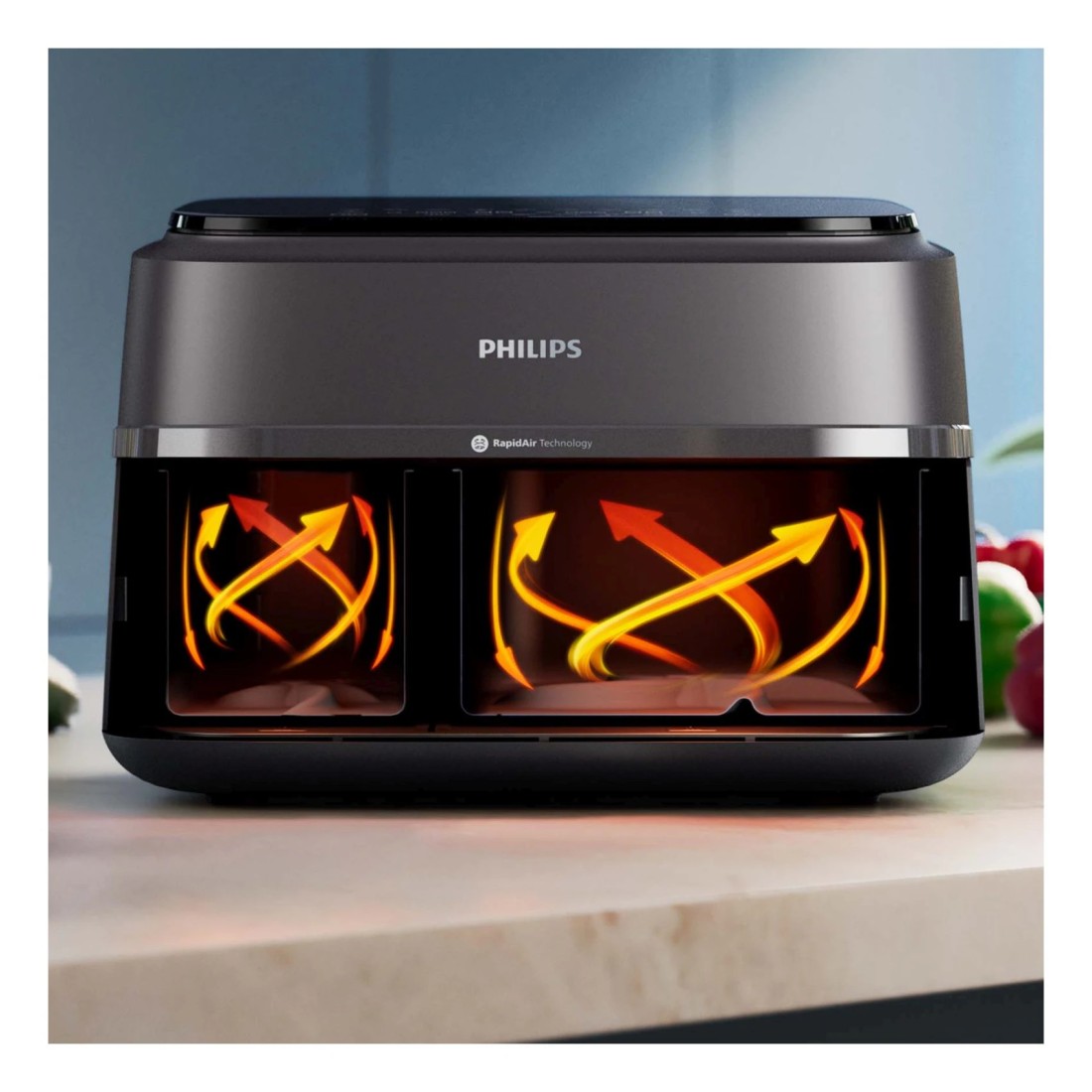 Philips 3000 Series Dual Basket Airfryer NA350/00 Black 9L