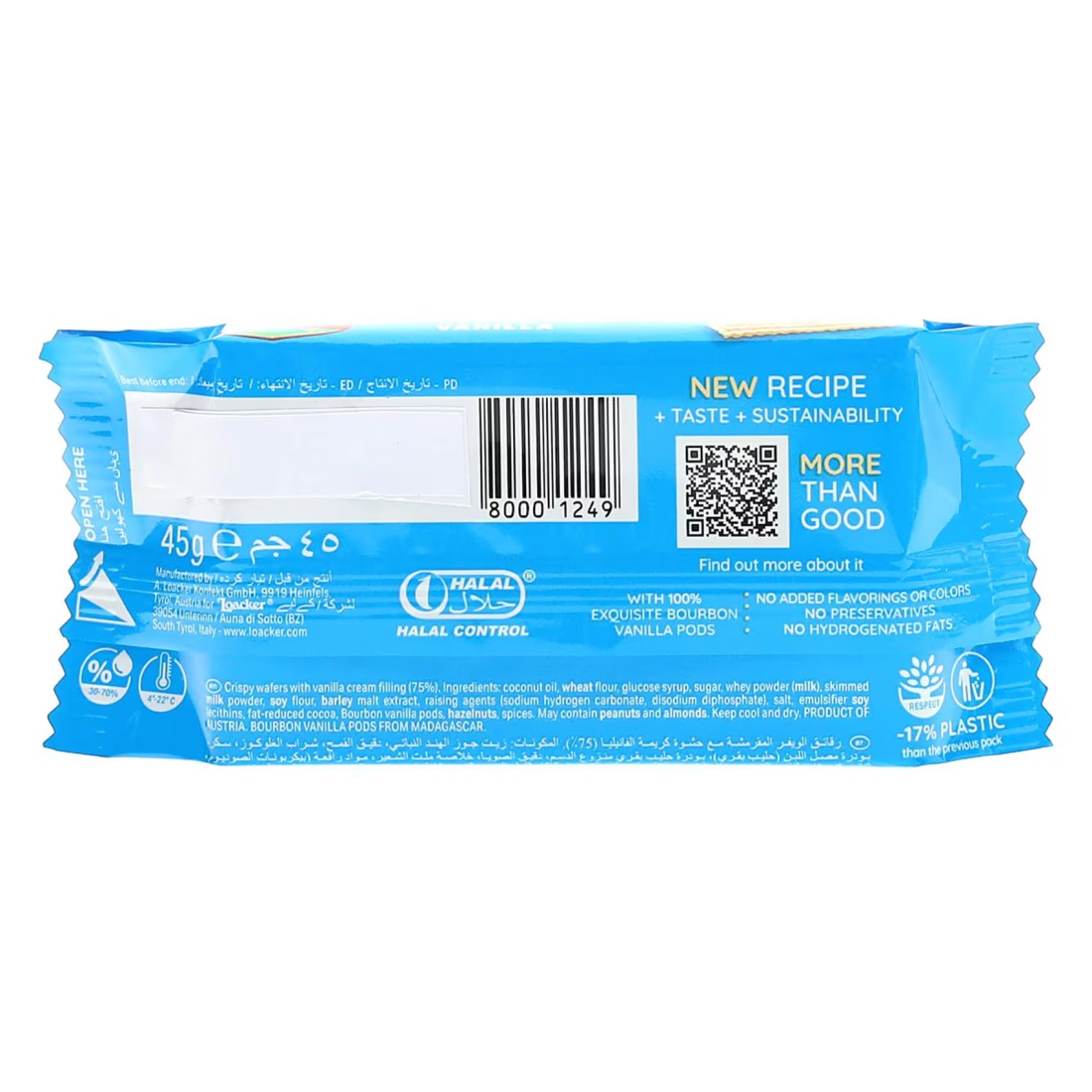 Loacker Classic Vanilla Wafers, 45g Pack of 5