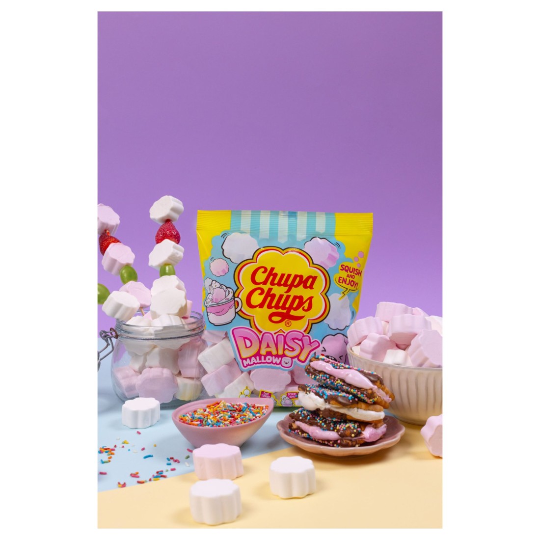 Chupa Chups Strawberry and Vanilla Flavour Daisy Mallow Marshmallow, 280g