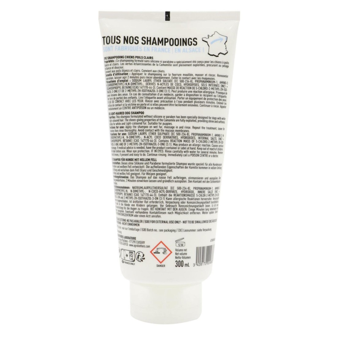 Agrobiothers Vetocanis Light Coloured Hair Pet Shampoo With Chamomile White 300ml