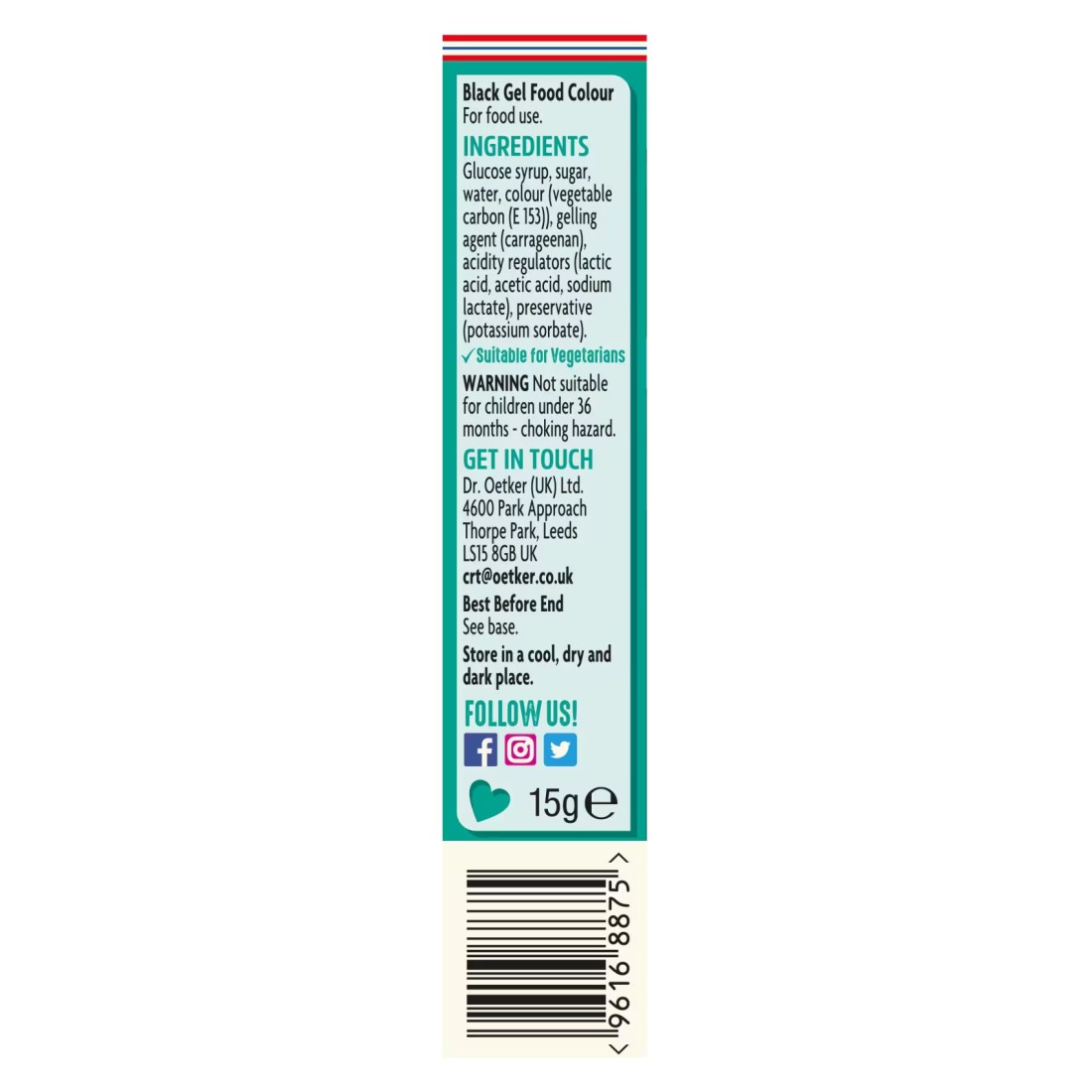 Dr. Oetker Extra Strong Black Food Colour Gel, 15g