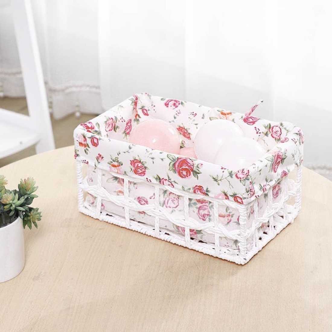 Set of 3 Eco-Friendly Handwoven Storage Baskets &ndash; Durable Woven Bins with Sturdy Plastic Frame and Removable Liners for Toys, Books, and Toiletries &ndash; Decorative and Versatile Home Organization - Pink