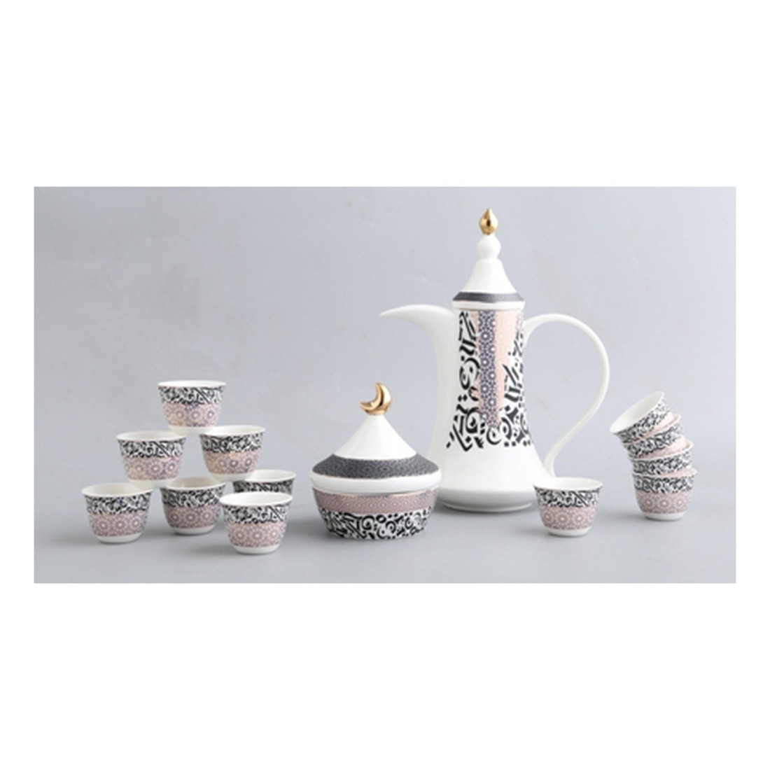 Neoflam Cawa Coffee Cups Set With Dallah And Dates Bowl Assorted 16 PCS