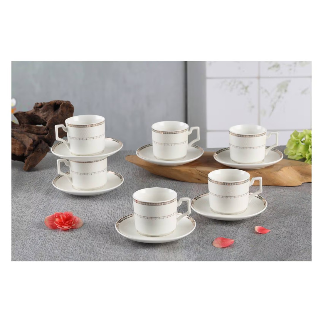 Shallow By S&amp;A Rosa Coffee Cup and Saucer Set 90ml 12 PCS
