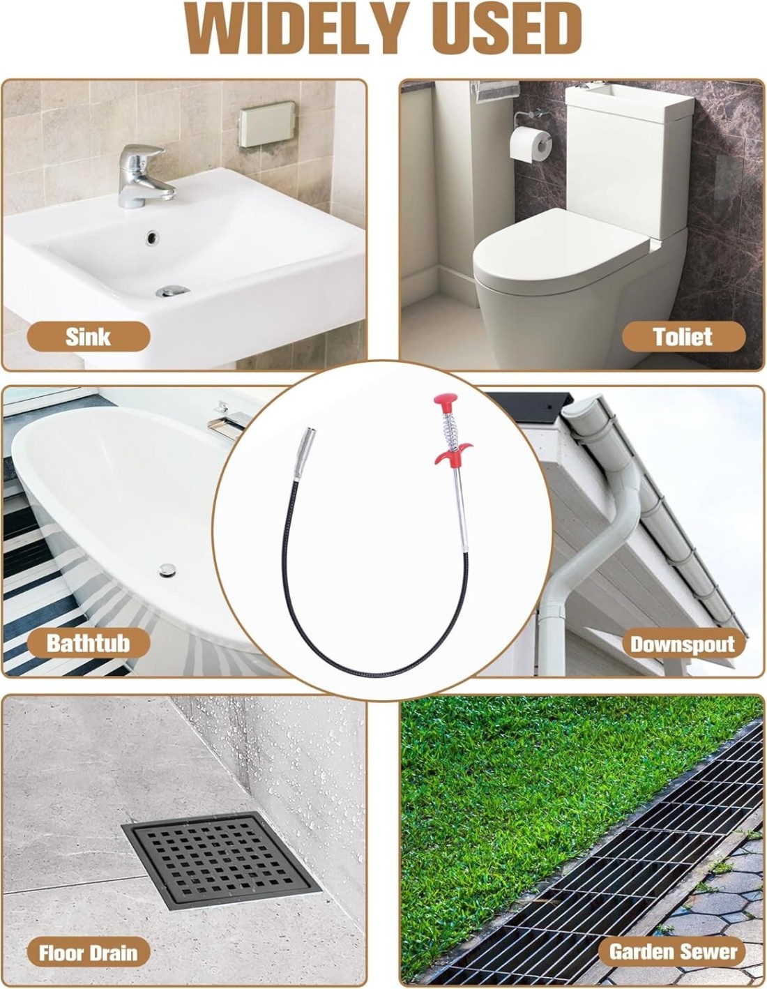 62-Inch Drain Snake Tool - Heavy-Duty Hair Clog Remover &amp; Sink Cleaner for Kitchen, Bathroom, Shower, Tub, and Toilet.