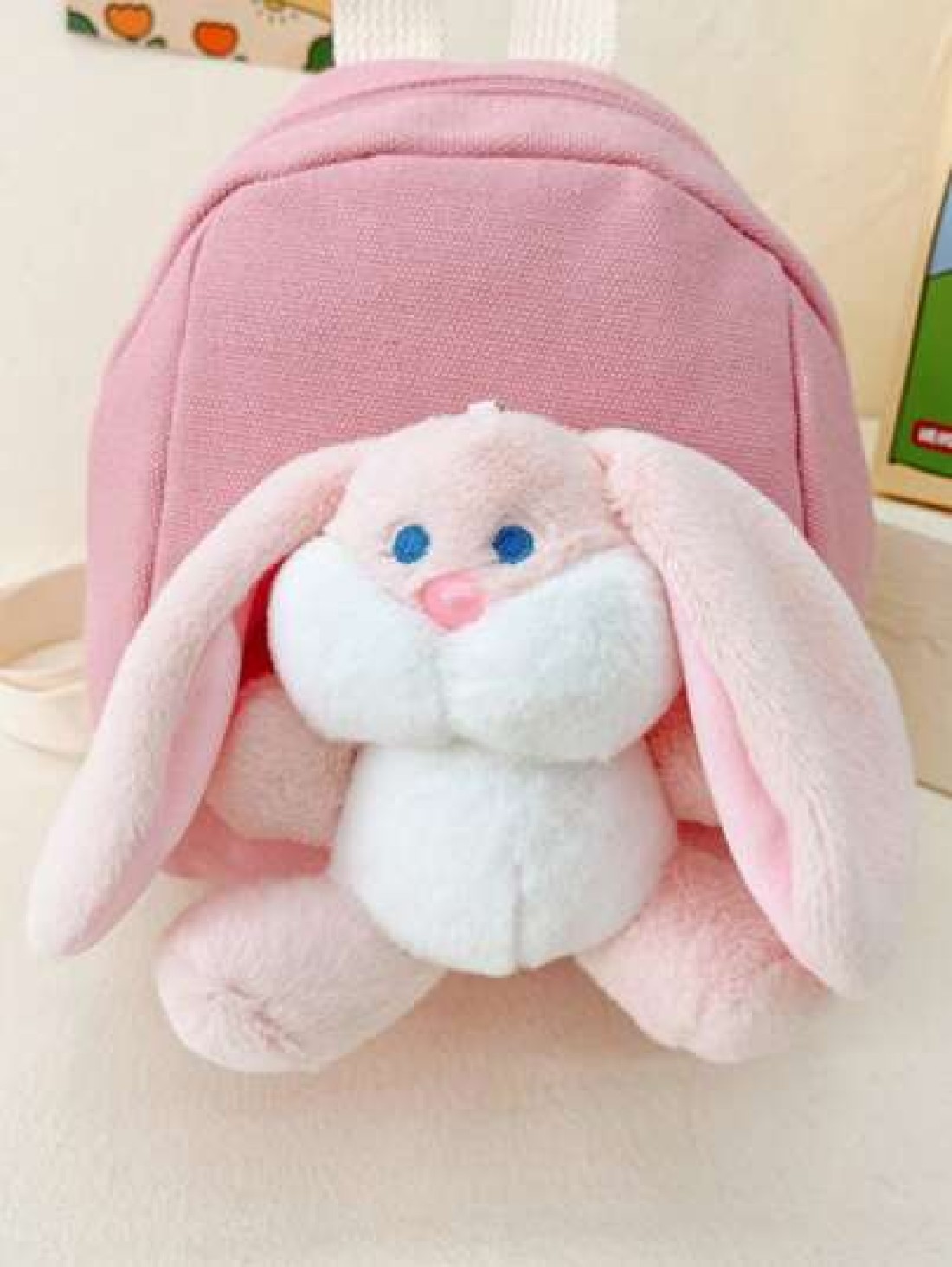 1pc Girls Mini Plush Cartoon Rabbit Candy Color Cute Backpack Suitable For Kindergarten Outings And Daily Use