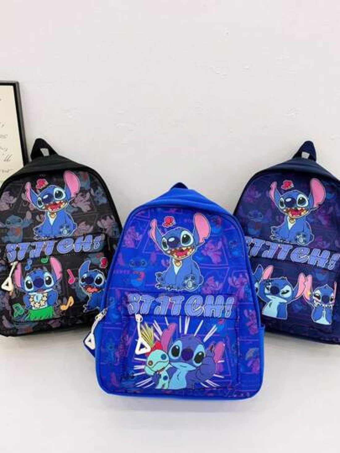 Disney 1 Disney Backpack Stitch Student Bag Lightweight Cartoon Pattern Storage Bag Small Backpack With Zipper Seal Storage Bag Suitable For Stationery Organization Gift Bag For Friends Gatherings On