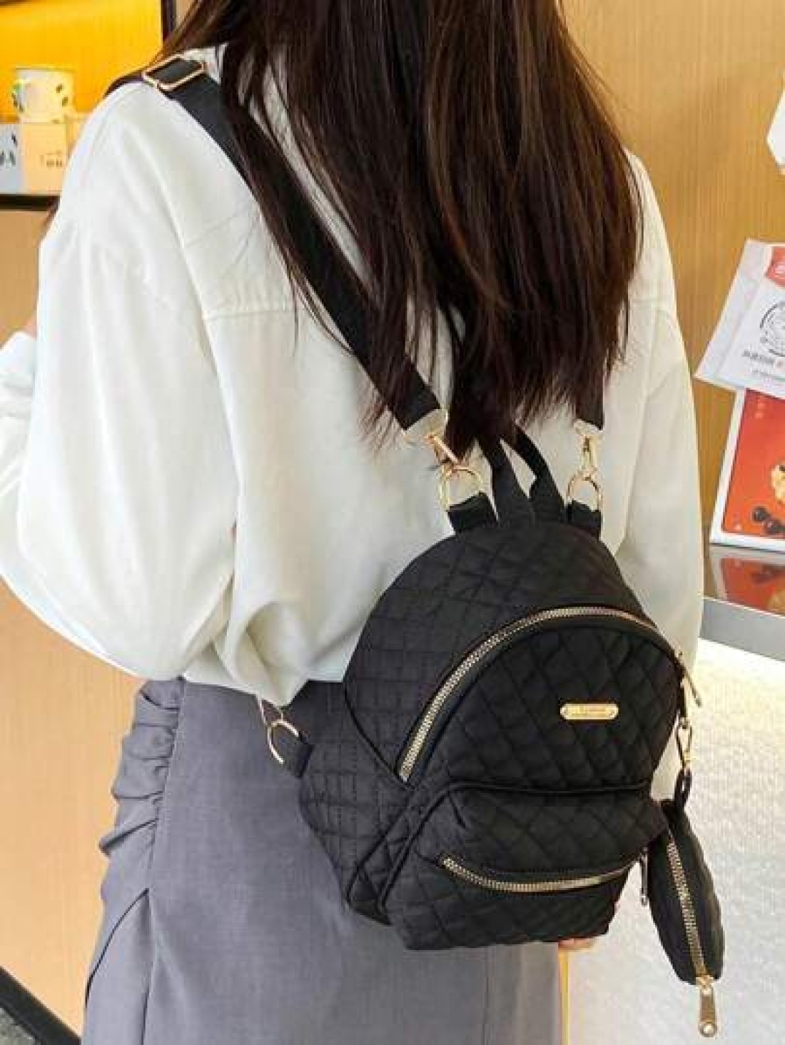 1pc Spring Back To School Girl s Versatile Simple Practical Quilted Backpack With Coin Purse Casual Outdoor Nylon Campus Schoolbag For College Junior High School Students Small And Fashionable Work Co