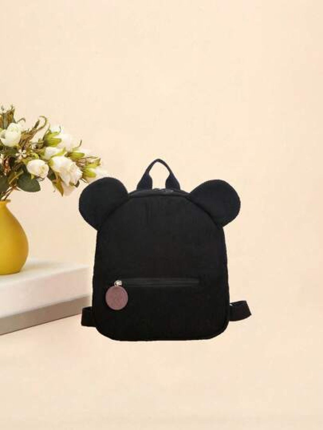 One Girls Cute Cartoon Bear Zippered Backpack Suitable For Daily Use