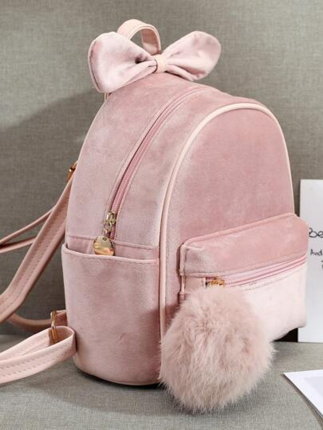 1pc Cute Fashionable Mini Plush Bow Backpack For Kids Girls Versatile Small Travel Shoulder Bag Suitable For Teens