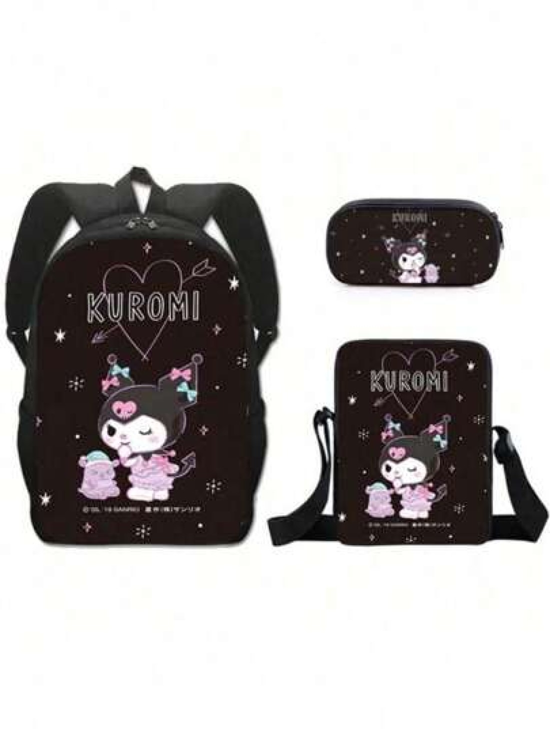 Sanrio 3D Fully Printed Cartoon 3 Piece Backpack Primary School Bag Children s Lunch Bag Pencil Bag Set Anime Kawaii Cartoon School Bag For Travel Storage Bag Makeup Bag Cosmetic Bag Vacation Organize