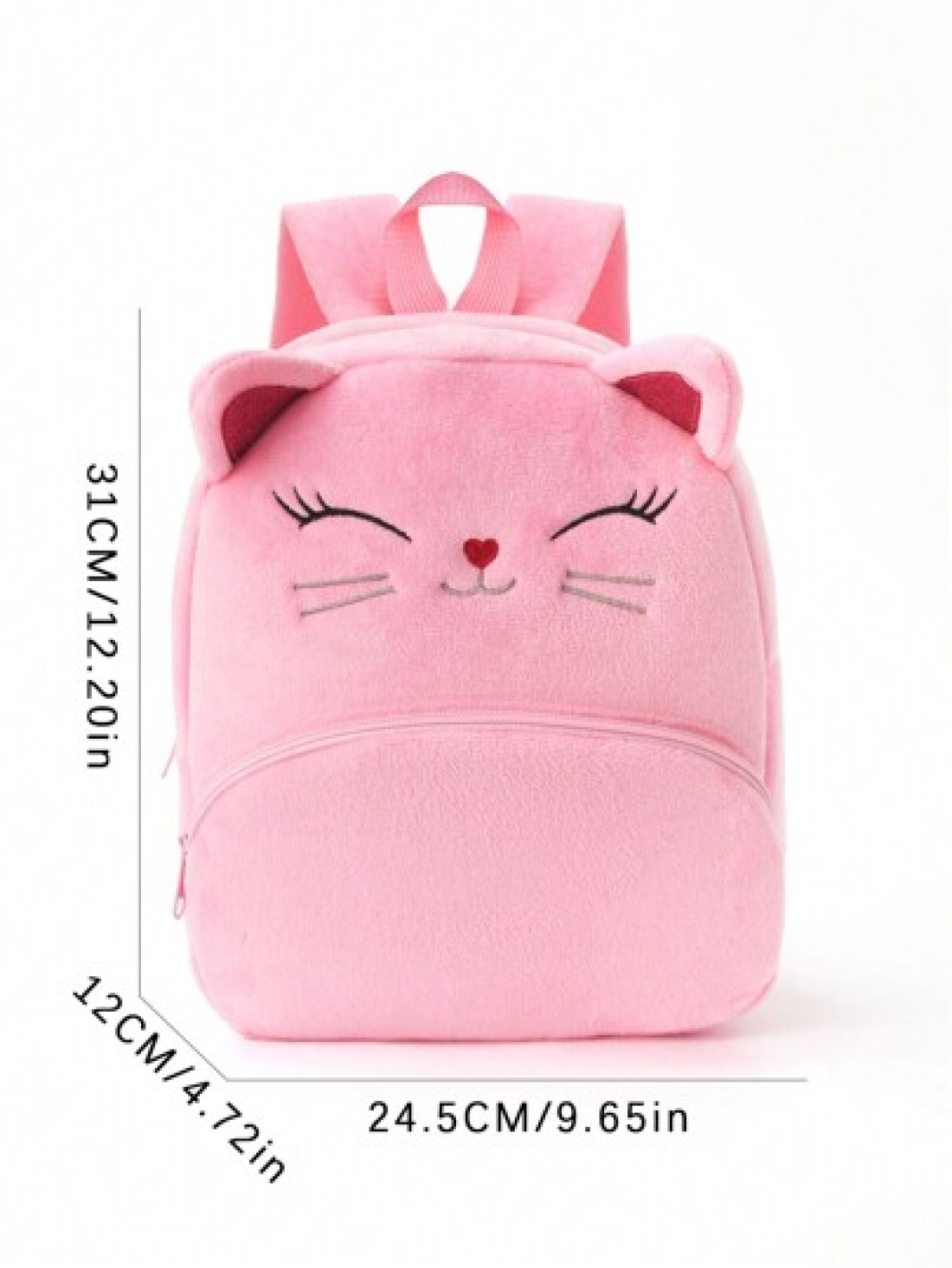 1 piece pink cute cartoon embroidered kitten plush large capacity children s backpack for girls and children classic backpack for children suitable for daily travel holiday gift
