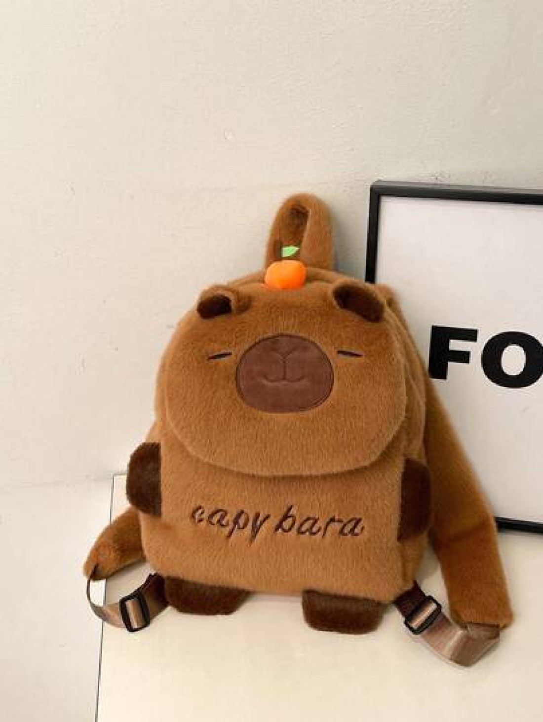 1pc Soft Plush Adorable Capybara Backpack Big Children Casual Plush Backpack Flip Backpack Adjustable Strap And Zippered For Travel Shoping Parties Holidays Supermarket Festive Events School Occasions