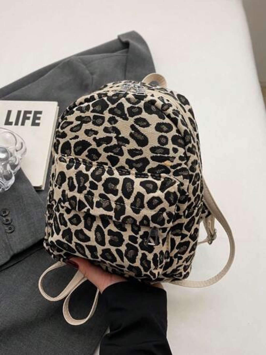 1pc Autumn And Winter New Leopard Print Mini Exquisite Backpack Small Backpack Wallet Suitable For Travel And Daily Use
