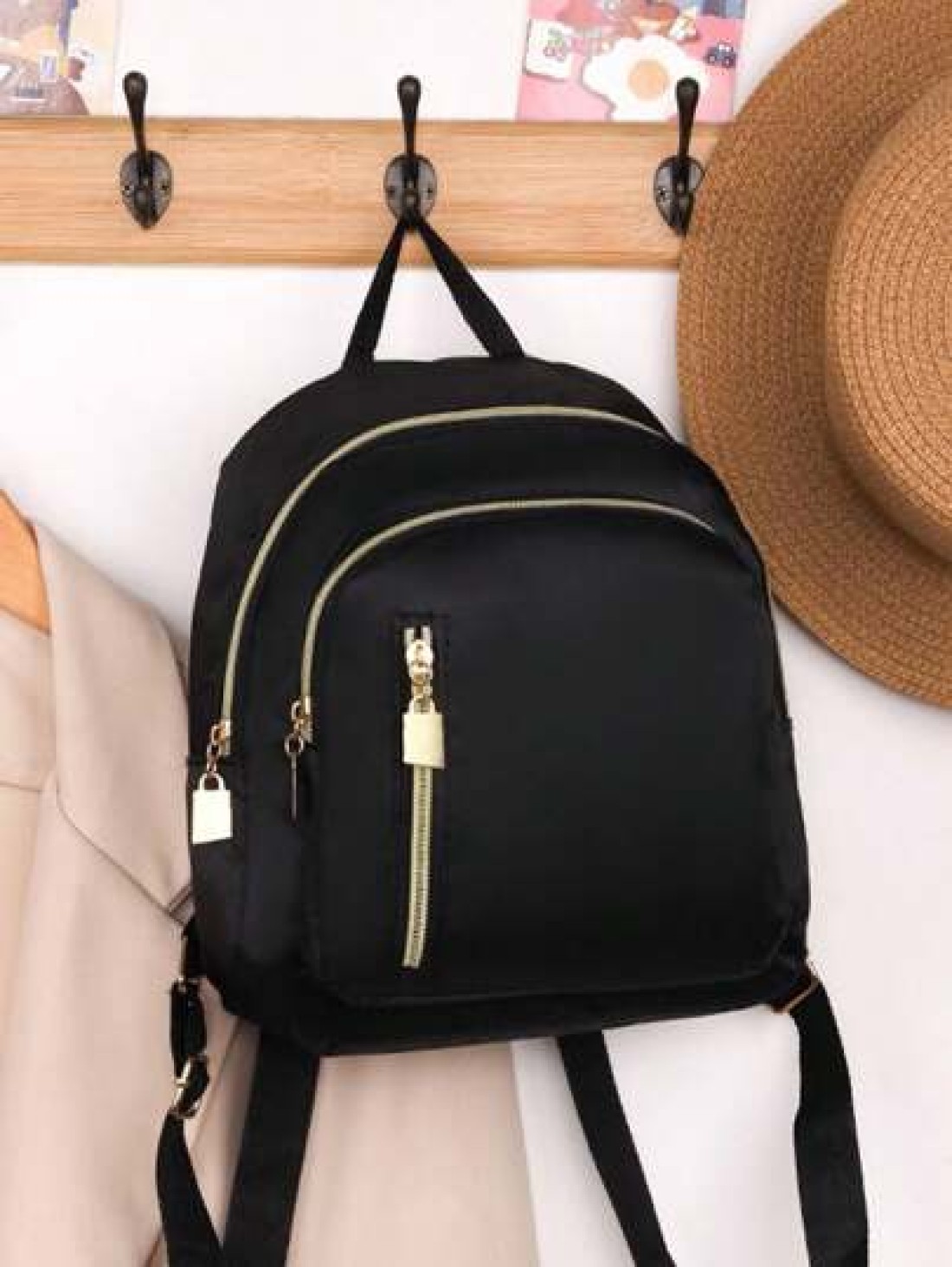 Nylon College Style Casual Backpack For Girls